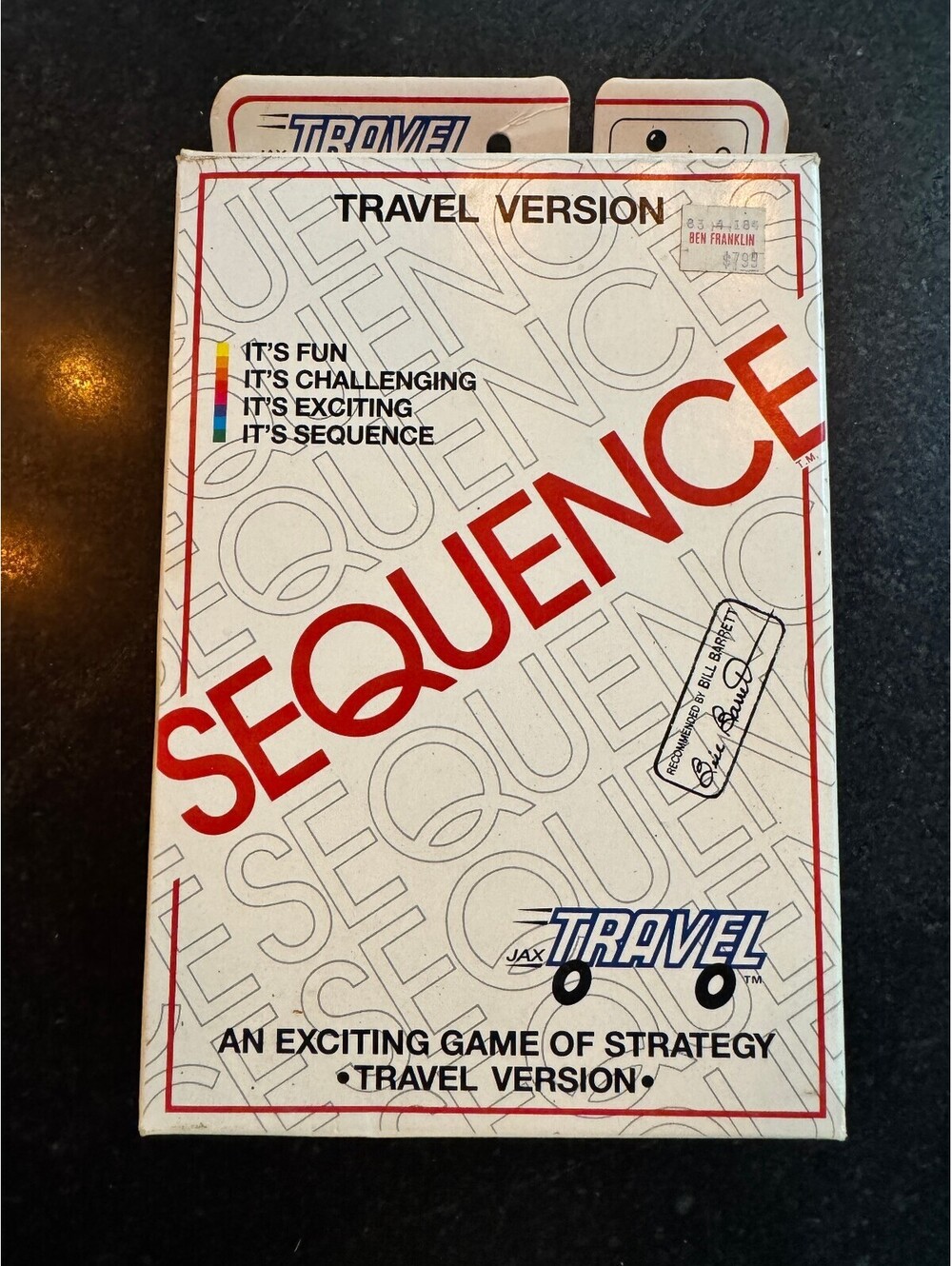 Vintage 1994 Jax Sequence Travel Version Game (New Old Stock)